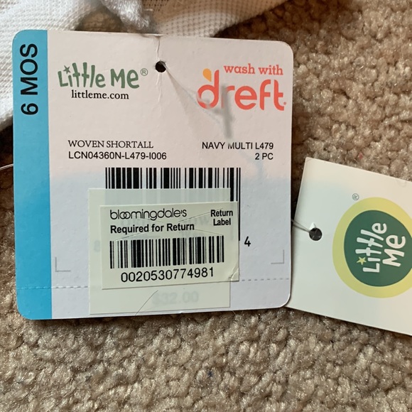 Little Me Sailboat Woven Shortall size 6months - Picture 2 of 3